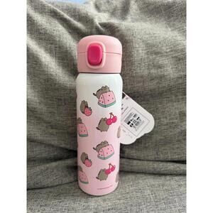 Pusheen Fruits Insulated Water Bottle Strawberries Cherries White Pink New